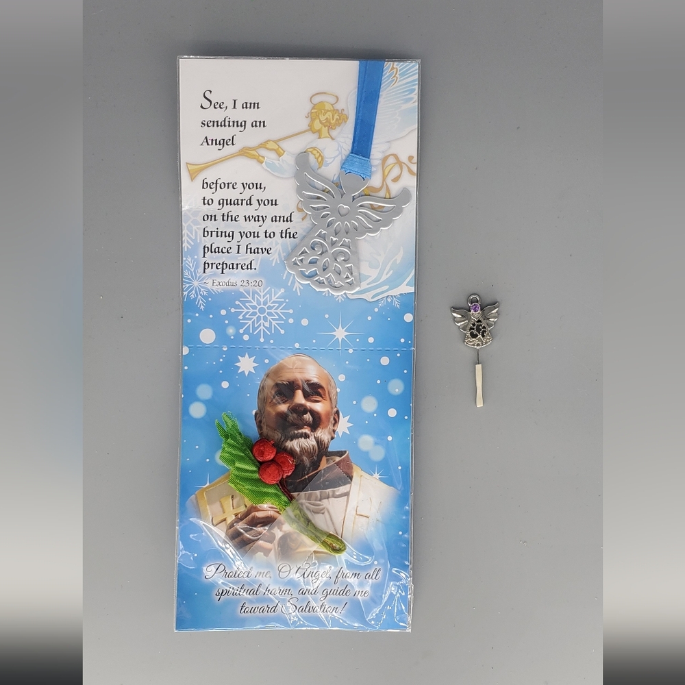 Angel Holiday Bundle of 3, Angel Tree Ornament, Holly Decor,Angel Silvertone Pin